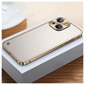 iPhone 13 Metal Bumper with Tempered Glass Back - Gold