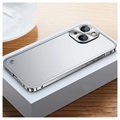 iPhone 13 Metal Bumper with Tempered Glass Back - Silver