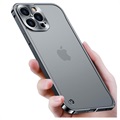 iPhone 13 Pro Max Metal Bumper with Tempered Glass Back - Black