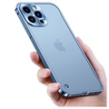 iPhone 13 Pro Max Metal Bumper with Tempered Glass Back - Blue