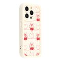 iPhone 13 Pro Max Stylish Shockproof TPU Case with Raised Edges - White / Bow-Tied Cherries