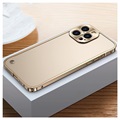 iPhone 13 Pro Metal Bumper with Tempered Glass Back - Gold