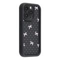 iPhone 13 Pro Stylish Shockproof TPU Case with Raised Edges - Black / Polka Dot Bow