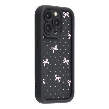 iPhone 13 Pro Stylish Shockproof TPU Case with Raised Edges - Black / Polka Dot Bow