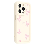 iPhone 13 Pro Stylish Shockproof TPU Case with Raised Edges - White / Bow
