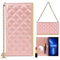 iPhone 13 Pro Wallet Case with Makeup Mirror - Rose Gold