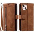 iPhone 14 Cover with Wallet & Magnetic Closure - Brown