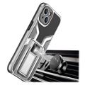 iPhone 14 Hybrid Case with Metal Kickstand - Silver
