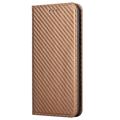 iPhone 14 Max Wallet Case - Carbon Fiber - Brown