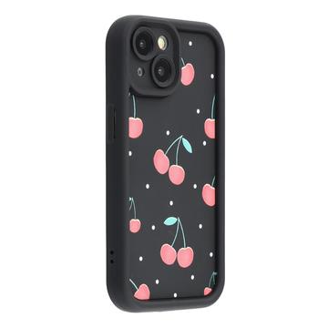 iPhone 14 Plus Stylish Shockproof TPU Case with Raised Edges - Black / Cherries