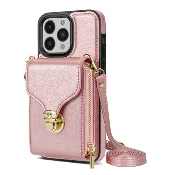 iPhone 14 Pro All-in-One Case with Wallet & Strap - Rose Gold