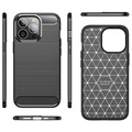 iPhone 14 Pro Max Brushed TPU Case - Carbon Fiber - Black