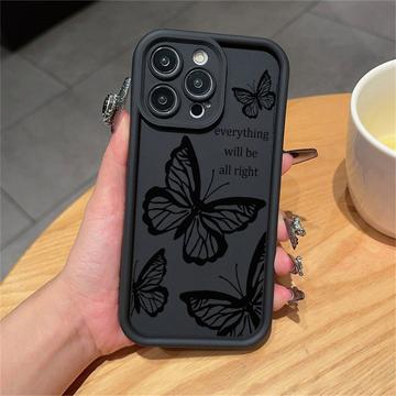 iPhone 14 Pro Max Butterfly Print TPU Case - Black