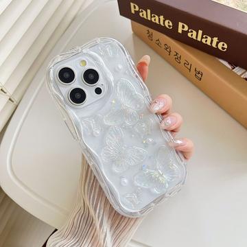 iPhone 14 Pro Max Butterfly and Pearl TPU Case - Transparent