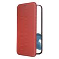 iPhone 14 Pro Max Flip Case - Carbon Fiber - Orange