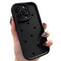 iPhone 14 Pro Max Heart Pattern Shockproof TPU Case with Raised Edges - Black