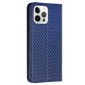iPhone 14 Pro Wallet Case - Carbon Fiber - Blue