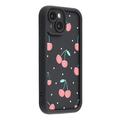 iPhone 14 Stylish Shockproof TPU Case with Raised Edges - Black / Cherries