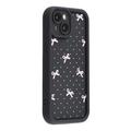 iPhone 14 Stylish Shockproof TPU Case with Raised Edges - Black / Polka Dot Bow