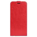 iPhone 14 Vertical Flip Case with Card Holder - Red