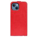 iPhone 14 Vertical Flip Case with Card Holder - Red