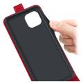 iPhone 14 Vertical Flip Case with Card Holder - Red