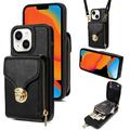 iPhone 15 All-in-One Case with Wallet & Strap - Black