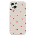 iPhone 15 Heart Pattern Slim TPU Case - White / Red