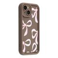 iPhone 15 Plus Stylish Shockproof TPU Case with Raised Edges - Brown / Big Bow