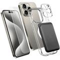 iPhone 15 Pro 4-in-1 MagSafe Protection Set with Card Holder - Clear / Black