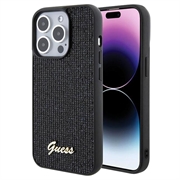 iPhone 15 Pro Guess Disco Metal Script Logo Case (Open Box - Bulk Satisfactory) - Black