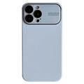 iPhone 15 Pro Max Liquid Silicone Case with Lens Glass Protection - Baby Blue