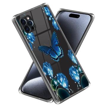 iPhone 15 Pro Max Stylish Ultra-Slim TPU Case - Butterfly and Flowers