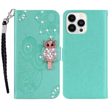 iPhone 15 Pro Owl Rhinestone Wallet Case