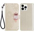 iPhone 15 Pro Owl Rhinestone Wallet Case