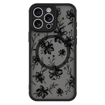 iPhone 15 Pro Stylish Protective Magnetic Case - Ink Flowers