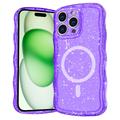 iPhone 15 Pro Wave-Edge Laser Glitter MagSafe Case - Translucent Purple