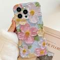 iPhone 15 Pro Wavy-Edge Oil-Painting TPU Case - Flowers