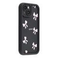 iPhone 15 Stylish Shockproof TPU Case with Raised Edges - Black / Bow