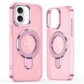 iPhone 16 Glitter Hybrid Case with Kickstand - MagSafe Compatible - Pink