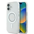 iPhone 16 Guess IML Rhinestones Ring Case - MagSafe Compatible - White