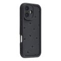 iPhone 16 Heart Pattern Shockproof TPU Case with Raised Edges - Black