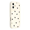 iPhone 16 Heart Pattern Shockproof TPU Case with Raised Edges - White
