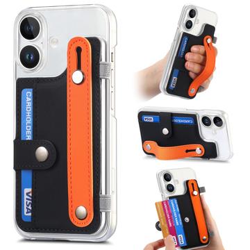 iPhone 16 Plastic Case CY1 – Card Slot, Wristband, Kickstand - Black