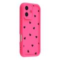 iPhone 16 Plus Heart Pattern Shockproof TPU Case with Raised Edges - Hot Pink