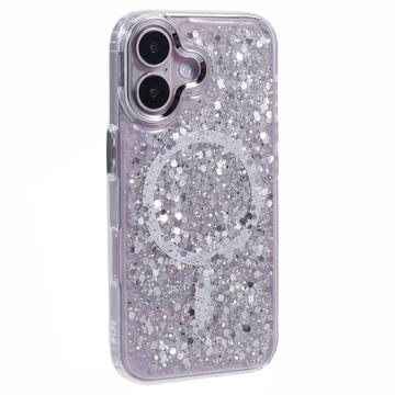 iPhone 16 Plus MagSafe-Compatible Glitter Sequin Epoxy Case - White