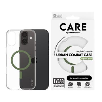 iPhone 16 Plus PanzerGlass Care Transparent Urban Combat Case - MagSafe Compatible - Green