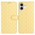iPhone 16 Plus Polka Dot Pattern Wallet Case - Yellow