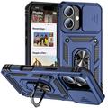 iPhone 16 Plus Rotary Ring Hybrid Case with Camera Shield - Blue