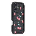 iPhone 16 Plus Stylish Shockproof TPU Case with Raised Edges - Black / Polka Dot Bow